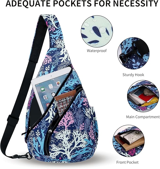 HUA ANGEL Crossbody Sling Bag for Men & Women Lightweight Waterproof Chest Shoulder Bag for Travel Hiking & Everyday Use