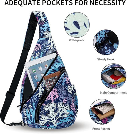 HUA ANGEL Crossbody Sling Bag for Men & Women Lightweight Waterproof Chest Shoulder Bag for Travel Hiking & Everyday Use