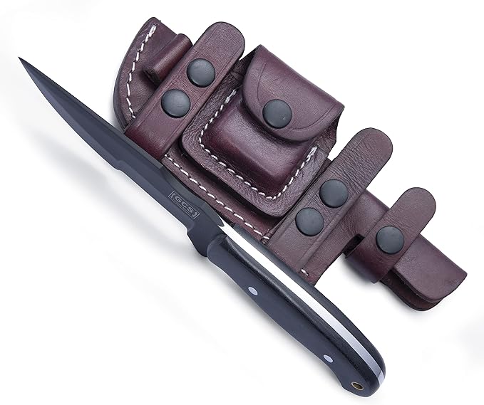 GCS Handmade Tracker Knife D2 steel Hunting and Knife with Micarta Handle Fixed Blade Survival Knife Right Hand Scout Carry leather Sheath for Hunting Camping and EDC GCS 304 Black
