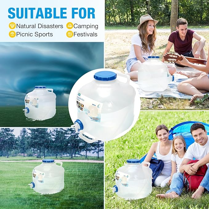 Collapsible Water Container,Potable Water Storage Containers,Water Jug 5.3 Gallon,Camping Water Container with Spigot,Double Handles Foldable Portable Water Jug for Camping,Hiking,Outdoors (4 Pack)