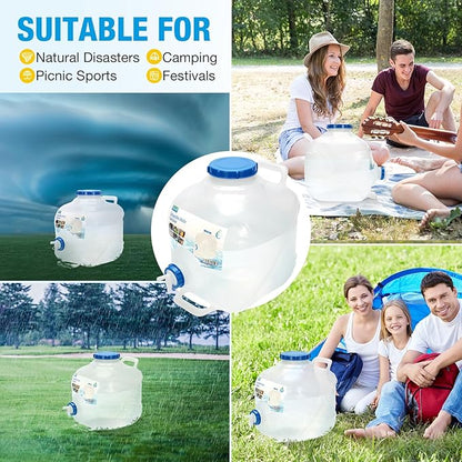 Collapsible Water Container,Potable Water Storage Containers,Water Jug 5.3 Gallon,Camping Water Container with Spigot,Double Handles Foldable Portable Water Jug for Camping,Hiking,Outdoors (4 Pack)