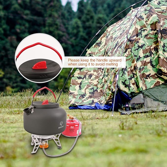 REDCAMP 1.4L Medium Outdoor Camping Kettle, Aluminum Water Pot with Carrying Bag, Compact Lightweight Tea Kettle