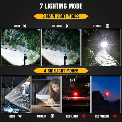 Rechargeable LED Flashlights High Lumens, 990000 Lumen Brightest Flashlight with 7 Modes & IPX7 Waterproof, High Power Handheld Flash Light for Home Camping Hiking