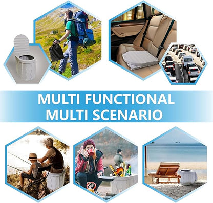 Portable Toilet for Adults，Extra Large Camping Toilets Portable with Lid, Folding Portable Toilet for Camping, Portable Potty for Adults with Trash Bag, Foldable Outdoor Toilet