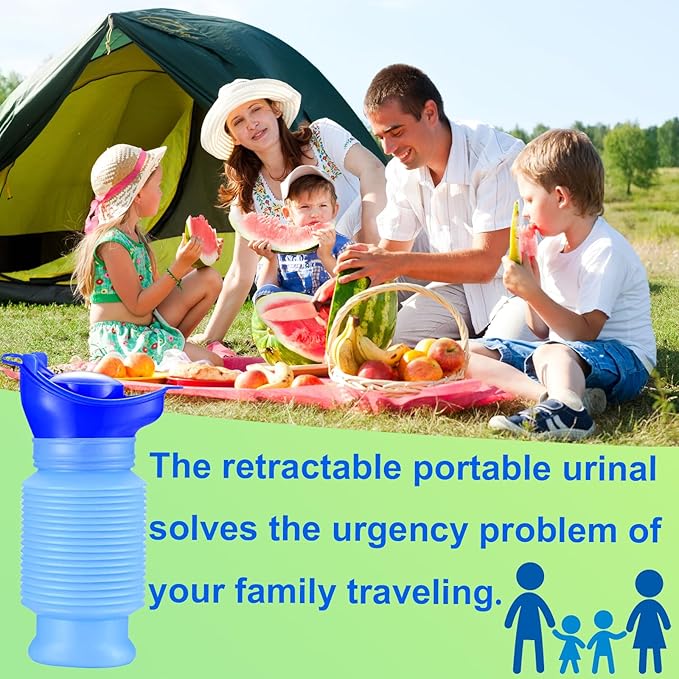 Scalable Emergency Urinal, 750ml Portable Toilet for Car, Portable Mini Outdoor Camping Travel Shrinkable Personal Mobile Toilet Potty Pee Bottle for Kids Adult