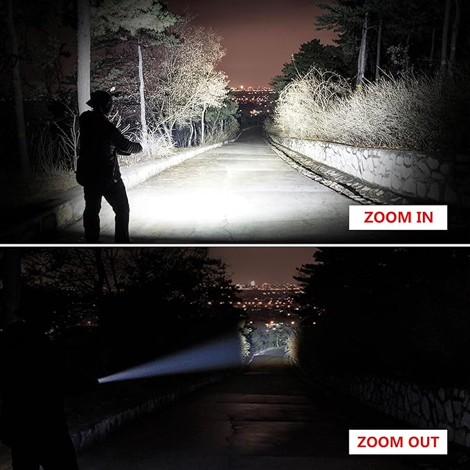 2000 Lumens LED Flashlight - AA Battery Powered, 3 Modes, Zoomable Focus, Water Resistant - Perfect for Camping, Hiking, Emergency (Battery not Included)