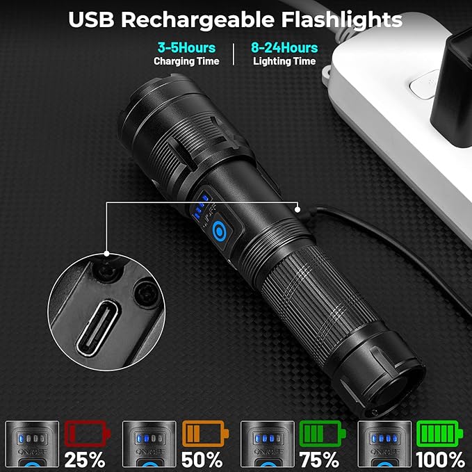 Rechargeable Flashlights High Lumens, 990,000 Lumen Super Bright Led Flash Light, Powerful Flashlight with 7 Modes, COB Light, IPX7 Waterproof for Camping, Emergencies