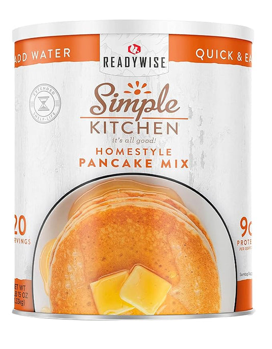 READYWISE - Simple Kitchen, Pancake Mix, 20 Servings, Emergency Food Supply, Canned, Survival Food, Baking Supplies, Pancakes, and Waffle Mix for Breakfast, Canned Breakfast, Pancake-Batter Mix