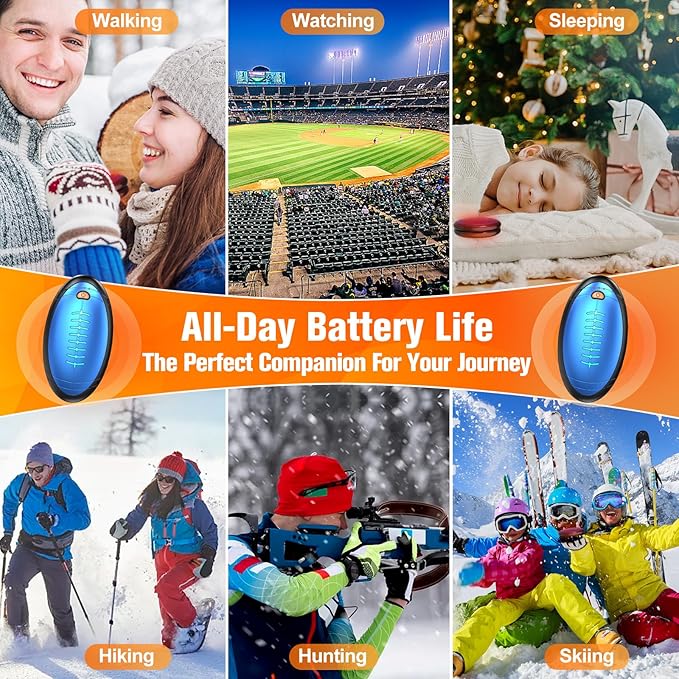 2-Pack Hand Warmers Rechargeable, Rugby-Shaped Portable Electric Hand Warmers Reusable, Dual-Side Heating, Hand Warmers Pocket Heater for Hunting/Golf/Skiing/Camping, for Men Women Kids