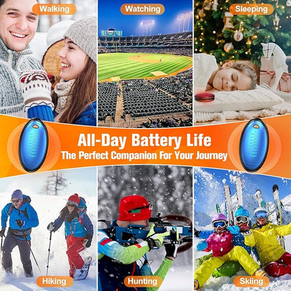 2-Pack Hand Warmers Rechargeable, Rugby-Shaped Portable Electric Hand Warmers Reusable, Dual-Side Heating, Hand Warmers Pocket Heater for Hunting/Golf/Skiing/Camping, for Men Women Kids