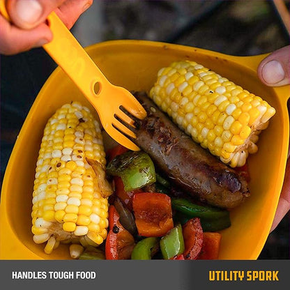 UCO Utility Spork 3-in-1 Combo Spoon-Fork-Knife Utensil, 2-Pack, Gold/Sky Blue