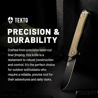 F1 Alpha Folding Pocket Knife - Modified Straight Back Blade, Titanium Coated D2 Steel, Ideal for Outdoor Camping and Backpacking, Tactical Carbon Fiber Handle, Blue Titanium Accents