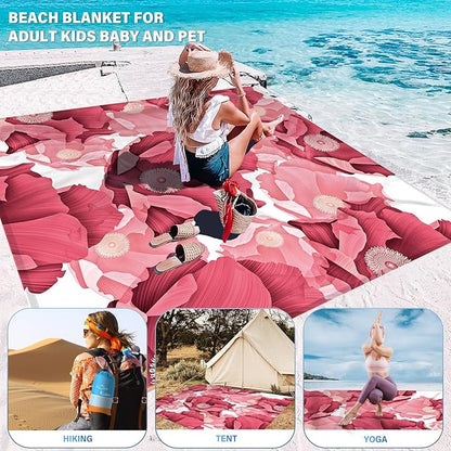 Beach Blanket Oversized Extra Large 78" X 81",Waterproof Sandproof Beach Blanket 1-7 Adults Lightweight Durable for Travel Camping Hiking Picnic