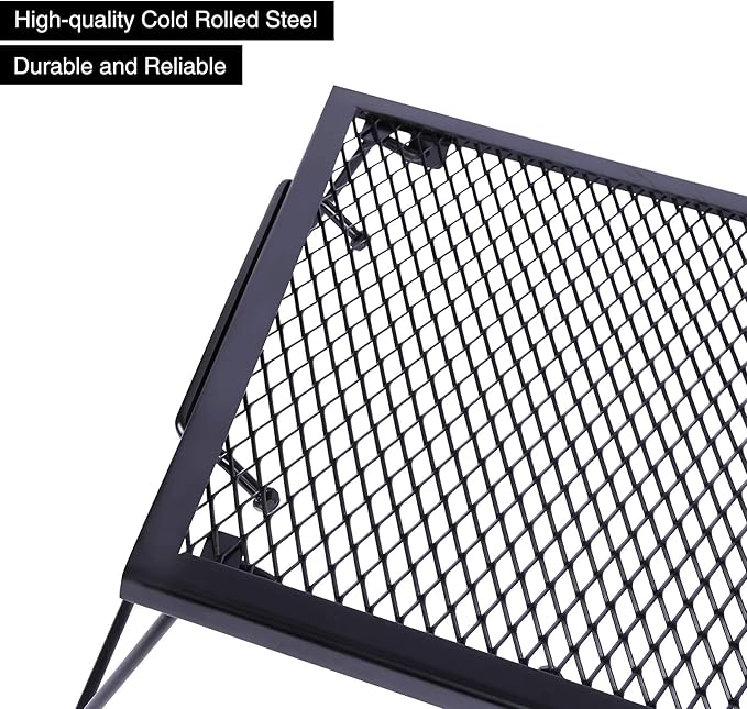 REDCAMP 2 in 1 Folding Camping Grill Grate, Folding Grill Table for Outdoor Open Flame Cooking for Camping Portable Over Fire Camp Grill