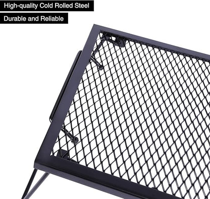 REDCAMP 2 in 1 Folding Camping Grill Grate, Folding Grill Table for Outdoor Open Flame Cooking for Camping Portable Over Fire Camp Grill