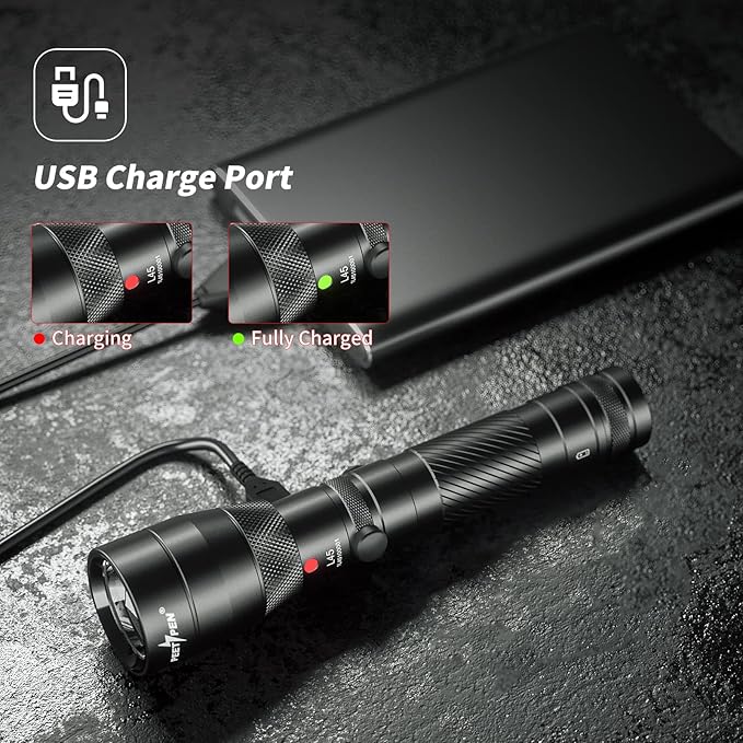 L45 Rechargeable Tactical Flashlights 2000 High Lumens, Super Bright Zoomable Flashlight, Waterproof IPX6 4 Modes Long Working Time, Emergency Flash Light, Camping Hiking Outdoor Survival