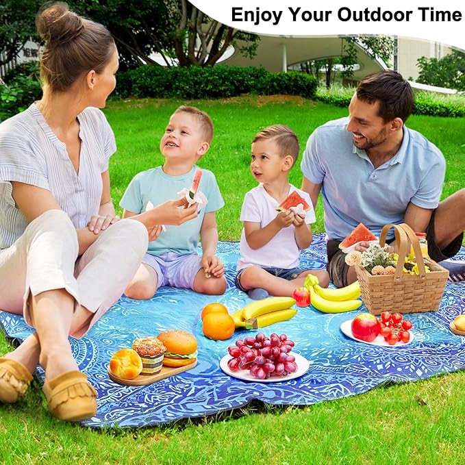 ICOSY Large Picnic Outdoor Blankets, 78" x 59" Beach Camping Blanket Waterproof Sandproof Picnic Camping Mat Camping Gear Essentials