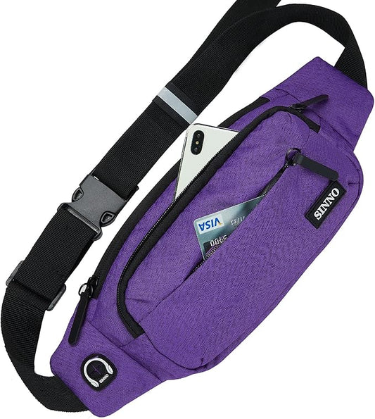 SINNO Large Crossbody Fanny Pack for Women Men Belt Bag With 4-Zipper Pockets for Travel Running Hiking Workout Dog Walking Outdoors Sport Fishing Waist Pack Bag Carrying All Phones