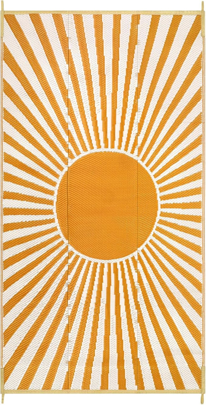 Anidaroel 9x18ft Reversible RV Outdoor Rugs for Camping, Waterproof Patio Rugs Outdoor Clearance, Outdoor Plastic Straw Outside Area Rugs Camping, Pool Deck, Backyard, Picnic(Orange,9‘x18')