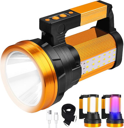 KINQILIN1200,000LM Rechargeable Spotlight 30600mAh Spotlight Flashlight 100H Ultra-Long Standby IP67 Waterproof Spotlight with 6 Modes Handheld Rechargeable Flashlight for Camping Hunting Emergency