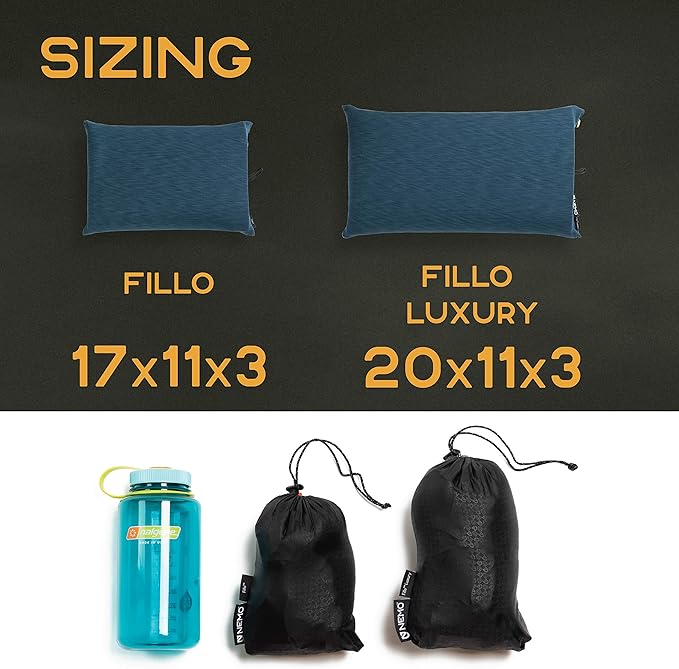 NEMO Fillo Luxury Pillow | Inflatable Pillow for Travel, Backpacking, and Camping, Goodnight Gray
