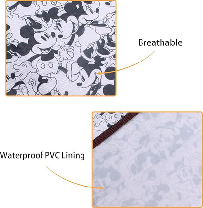 FINEX Mickey Mouse and Minnie Mouse Picnic Blanket Mat for Camping Hiking Outdoor Concert Travel Large Foldable Portable Reusable Black & White