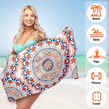 2 Pack Microfiber Beach Towel, Oversized Microfiber Pool Towel 75”x 35”, Sand-Free Beach Towel, Quick Drying Camping Towel, Super Absorbent Bath Towel Blanket, Soft Breathable and Lightweight