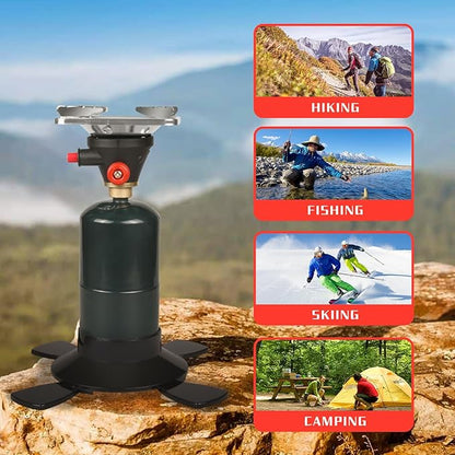 DOMINOX Portable Propane Camping Stove with Button Starter, 10,000 BTU Burner Propane Stove, Backpacking Stove with Precise Temperature Control for Camping & Hiking (Propane Tank Not Included)