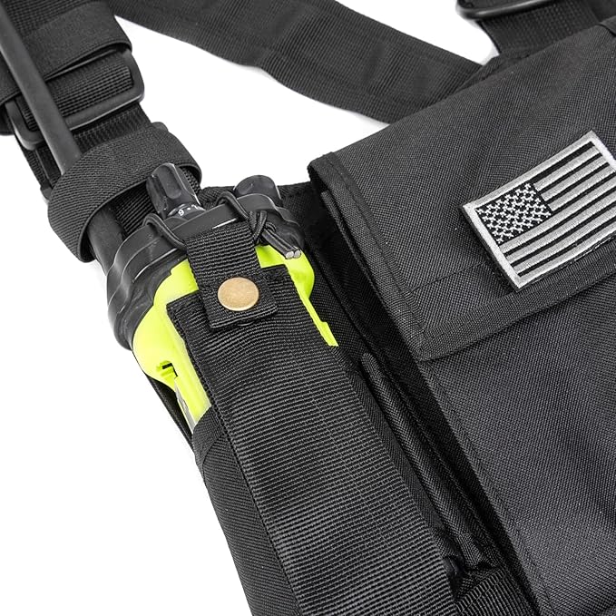 LUITON Radio Chest Harness with Reflective Strips Shoulder Holster Radio Vest Holder Two Way Radio Vest Rig Walkie Talkie Case with Front Pack Pouch for Motorola/Midland/Baofeng/Retevis(2 Pack)