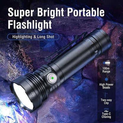 ULTRAFIRE 2500 High Lumens Rechargeable LED Mini Flashlight,Super Bright 5 Modes Tactical Flashlight,Waterproof for Camping, Outdoor, Emergency Torch Light