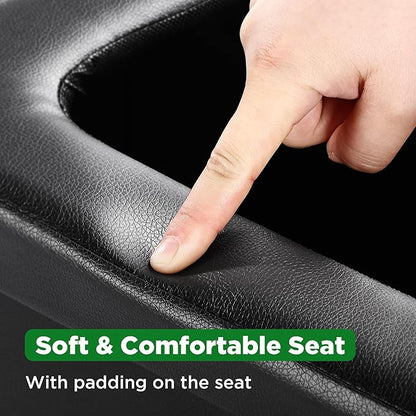 Portable Toilet for Adults, Foldable Camping Toilet with Soft & Comfortable Leather Seat,Hold Up to 400lbs, Height 16.5in for Camping, Car/Road-Tripping
