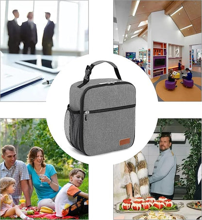 Femuar Lunch Box for Men Women Adults Small Lunch Bag for Office Work Picnic - Reusable Portable Lunchbox, Grey