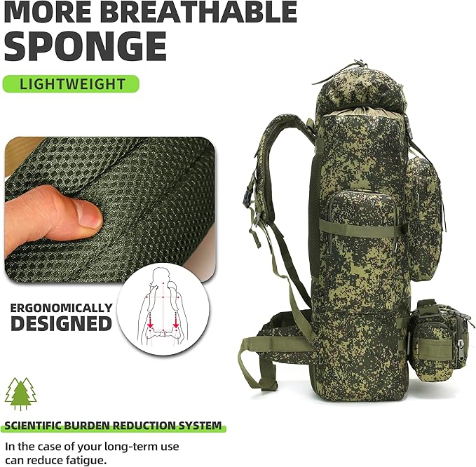 King'sGuard 100L Camping Hiking Backpack Molle Rucksack Military Camping Backpacking Daypack