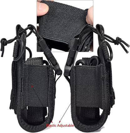HYS Radio Holster with Strap, Walkie Talkie Pouch Nylon Case Holder, Shoulder Strap fits for GPS Radio, Motorola GP88S baofeng UV82 Midland Icom Two Way Radio