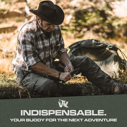 WOLF-I Full Tang Survival Knife with Sheath - Stylish Tactical Fixed Blade Knife - Made of 440C Steel - Bushcraft and Camping Knife Survival - Perfect EDC Outdoor Knife with TPE Handle