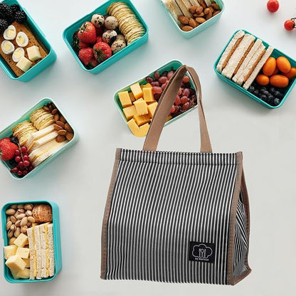 PATIKIL Insulated Lunch Bag, Oxford Cloth Waterproof Lunch Tote Bag Thermal Portable Lunch Box Food Container for Work Office Picnic Outdoor, 10.24"x6.69"x10.24", Black