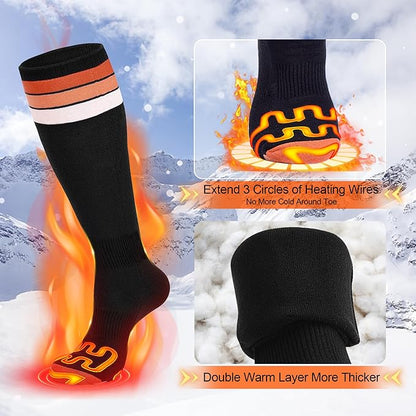 2024 Upgraded Heated Socks for Men Women,7.4V 22.2WH 6000mAh Rechargeable Battery,10H Heating & Full Sole Heating & 3 -Level Temperature Control for Fishing,Skiing, Riding,Camping,Hunting