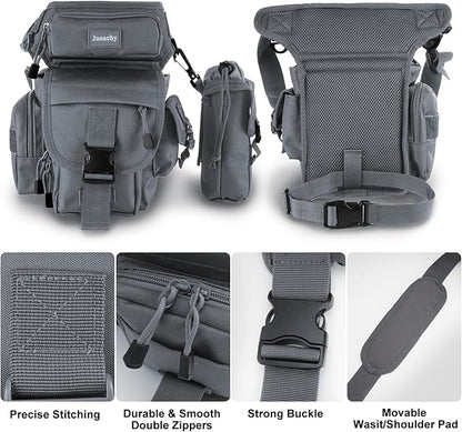Jueachy Drop Leg Bag for Men Tactical Metal Detecting Thigh Pack with Water Bottle Pouch