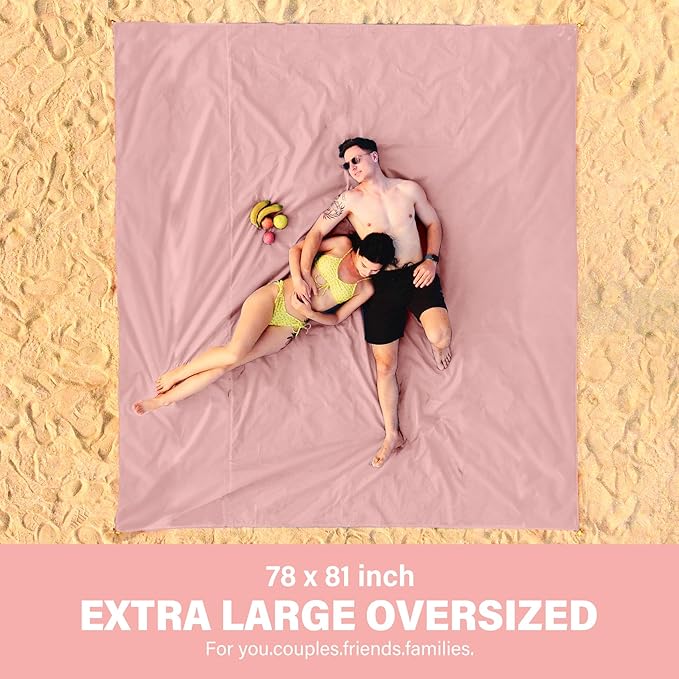 Beach Blanket Oversized Extra Large 78" X 81",Waterproof Sandproof Beach Blanket 1-7 Adults Lightweight Durable for Travel Camping Hiking Picnic