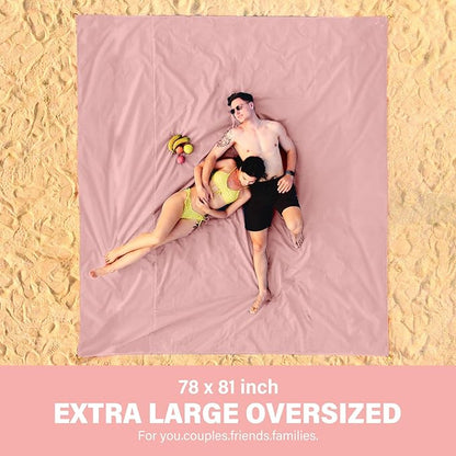 Beach Blanket Oversized Extra Large 78" X 81",Waterproof Sandproof Beach Blanket 1-7 Adults Lightweight Durable for Travel Camping Hiking Picnic