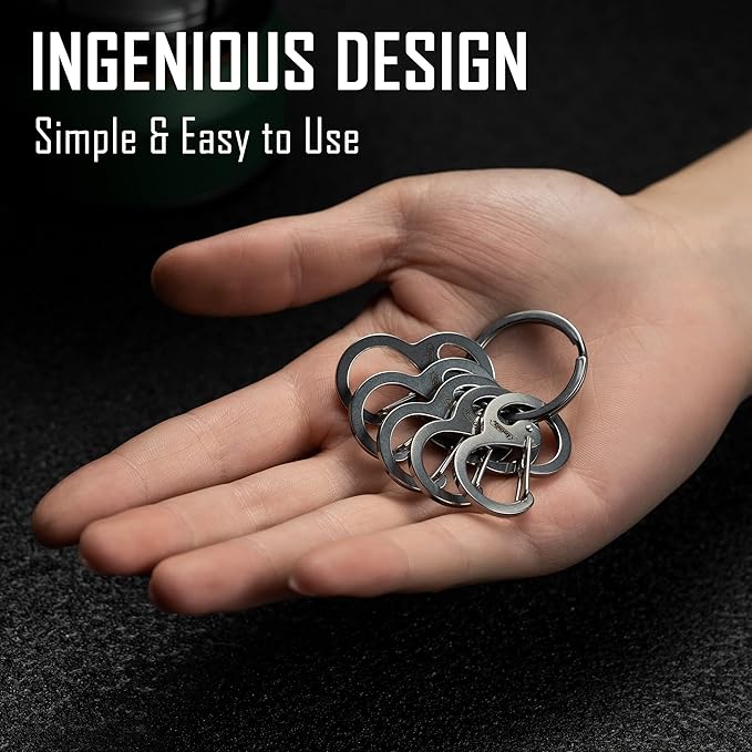 KeyUnity Stainless Steel Carabiner Mini Clips, Key Holder Organizer Keychain for Keys, Flashlight, Folding Knife & Whistles