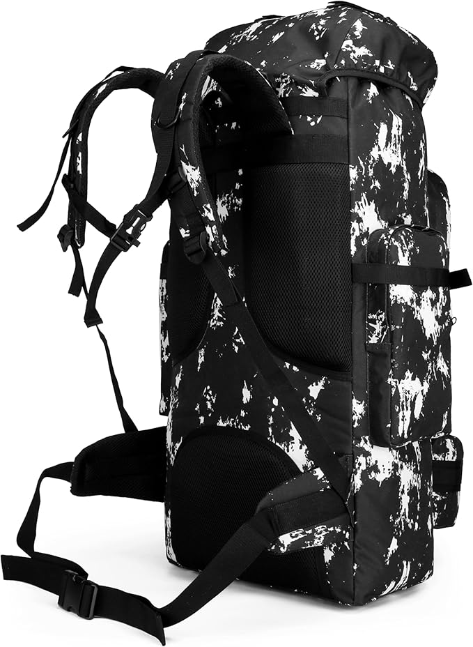 King'sGuard 100L Camping Hiking Backpack Molle Rucksack Military Camping Backpacking Daypack (Black Lighting)