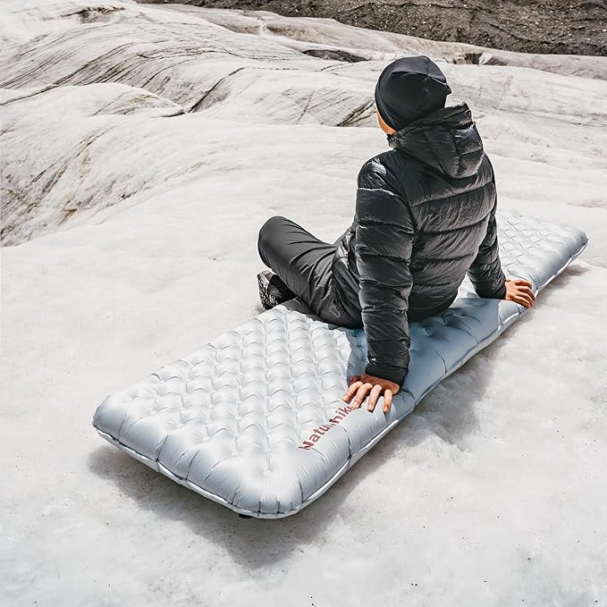 Naturehike 1.76LB Ultralight Self Inflating Sleeping Pad, Patchworkable Sleeping Mat with 8.8 R-Value for Camping, Hiking, Climbing with Inflatable Bag, Grey Rectangular