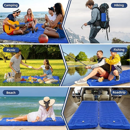 Sleeping Pad, Ultralight Thicken Inflatable Sleeping Pad for Camping, Built-in Pump, Great for Camping, Hiking, Carry Bag, Repair Kit, Compact & Lightweight Air Mattress(Blue)