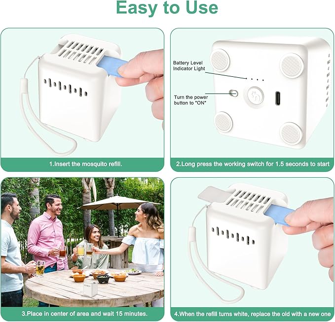 Mosquito Repellent Outdoor Patio with 20' Mosquito Protection Zone, Rechargeable Mosquito Repeller Indoor for Home Camping