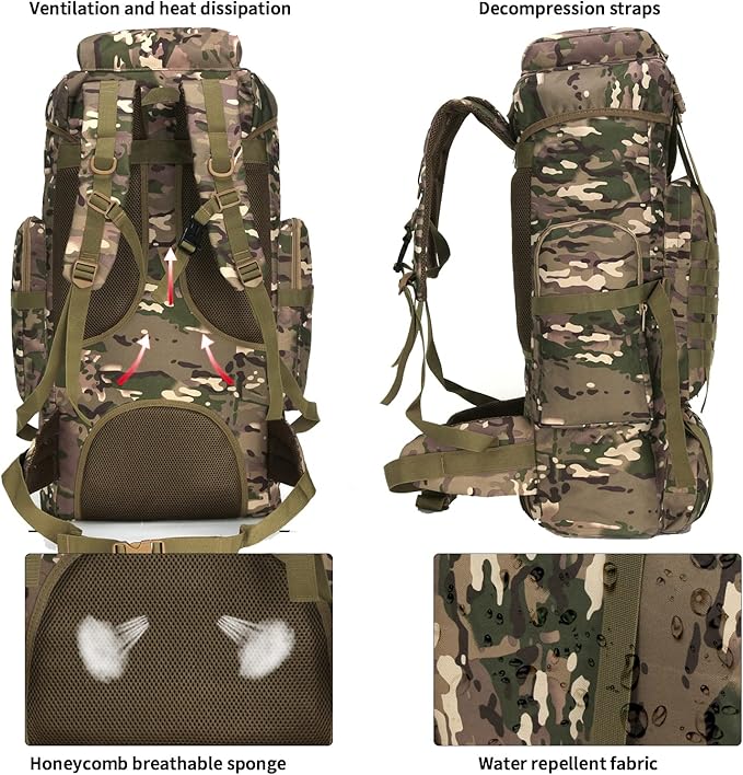 Hiking Backpack for Men 70L/100L Camping Backpack Military Rucksack Molle 3 Days Assault Pack for Climbing