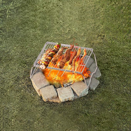 REDCAMP Large Folding Campfire Grill 304 Stainless Steel Grate, Heavy Duty Portable Camping Grill with Carrying Bag