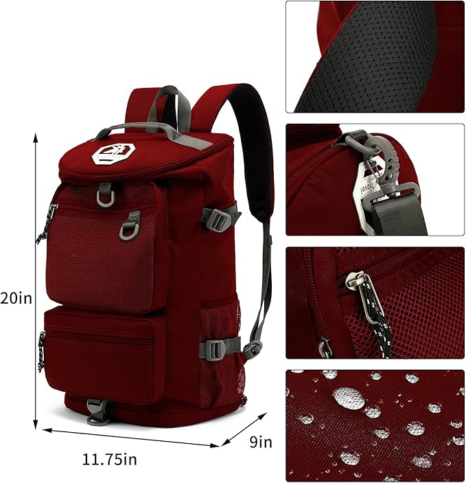 Gym Duffle Bag Backpack 4-Way Waterproof with Shoes Compartment for travel Sport Hiking laptop,Kalesi