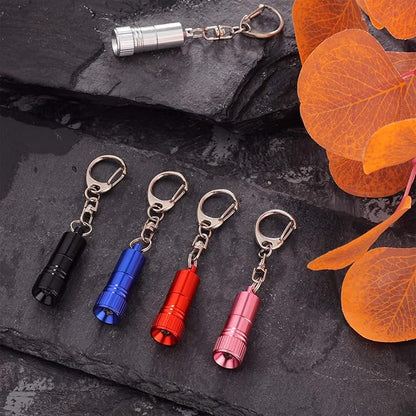 Mudder 10 Pieces Small LED Flashlight Keychain Bright Flashlight Keychain Ring Portable Torch with Hook for Camping, Battery Included