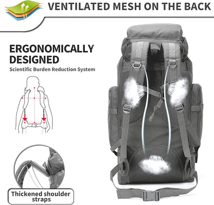 70L Camping Hiking Military Tactical Backpack Outdoor Water-Repellent Adjustable Sport Bags